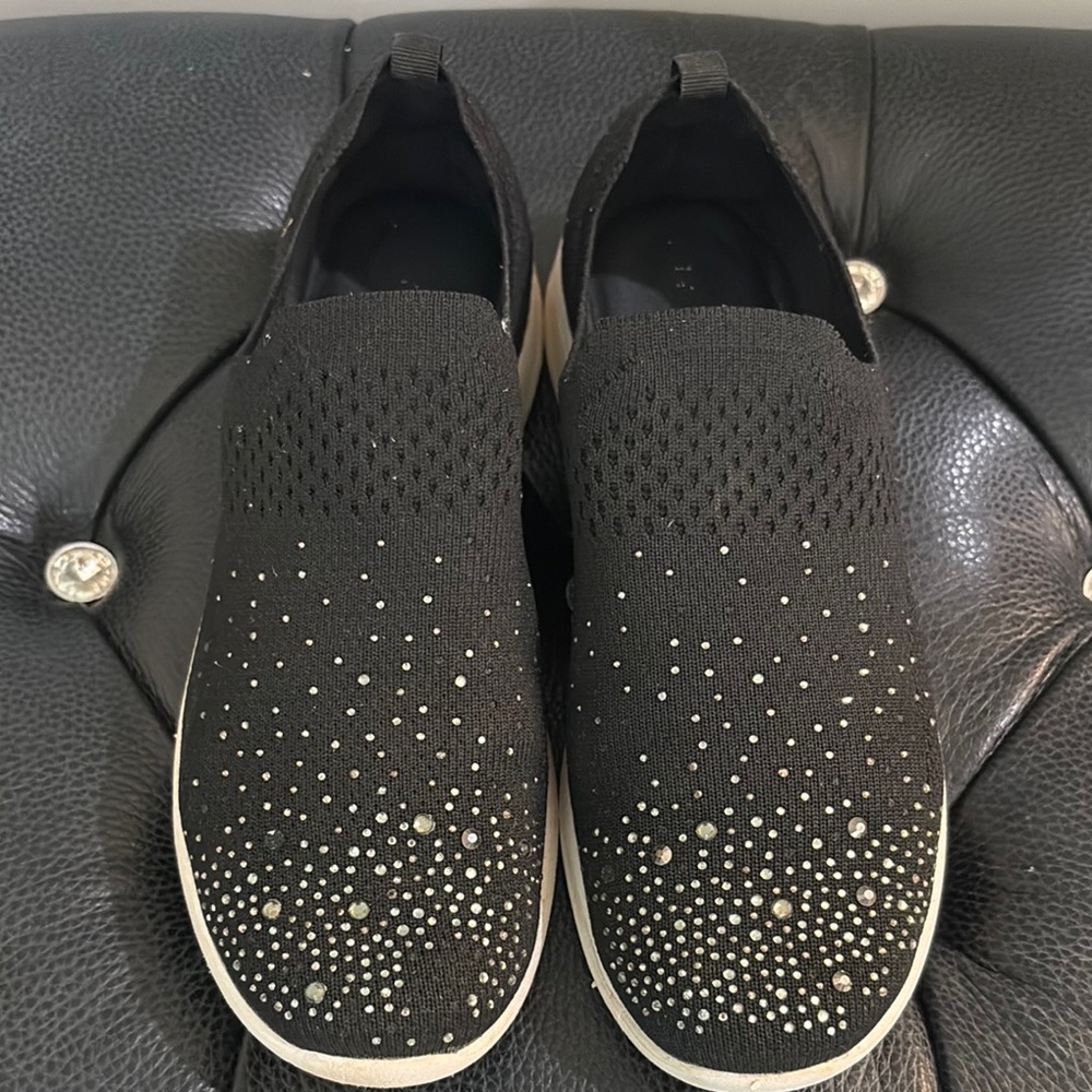 Kelly & Katie Black Rhinestone Slip-On Sneakers